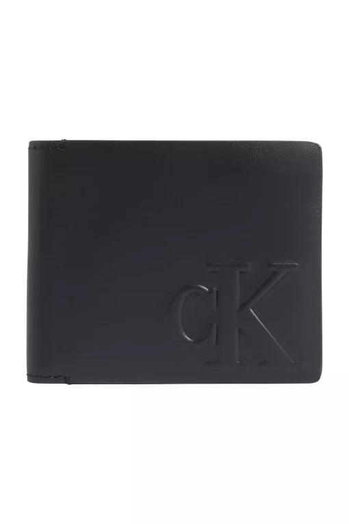 کیف پول قسمته آرم نقش برجسته مشکی مردانه برند Calvin Klein کد 1729362325