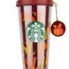 فلاسک اکسسوار دار پلاستیکی طرح‎دار رنگی زرشکی برند Starbucks کد 1729354412