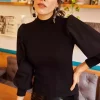 بلوز آستین بالنی مشکی زنانه برند Olalook کد 1729455091