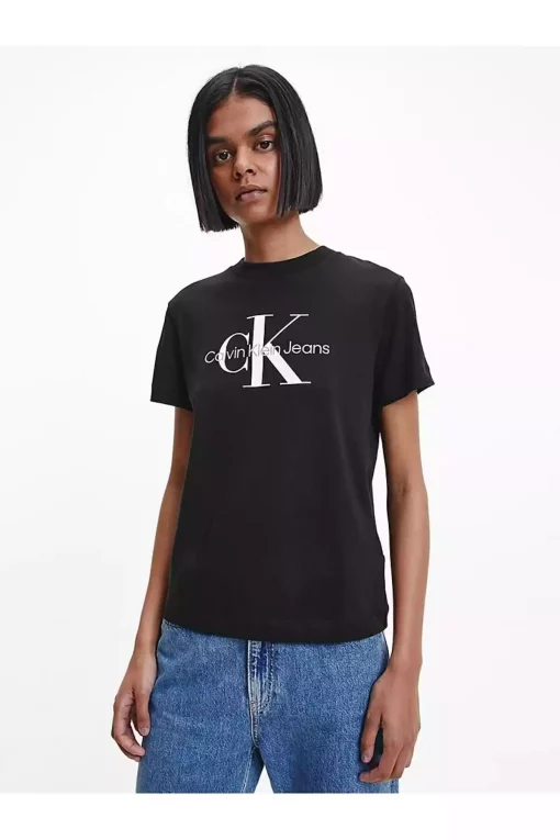 تیشرت متناسب پنبه ای یقه گرد لوگو‎دار به برند Calvin Klein کد 1729442432