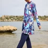 مایو اسلامی پوشیده کامل برگ طناب طرح‎دار گره‎دار سرمه ای برند Marina کد 1729464970