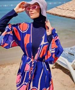 کیمونو خفاشی طرحدار آبی برند Marina کد 1729554563