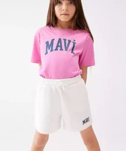 برش متناسب آرم چاپی صورتی / تیشرت برند Mavi کد 1729041684