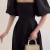 پیراهن قد بلند مشکی مادمازل برند misigo کد 1728282723