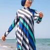 مایو اسلامی پوشیده کامل طناب راه‎راه گره‎دار سرمه ای برند Marina کد 1729464994