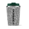 فلاسک لیوان فولادی 355میلی لیتر طرح‎دار سفید سبز برند Starbucks کد 1729463119