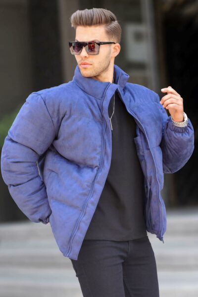 کاپشن پفدار جیر سرمه ای مردانه برند Madmext کد 1730990302