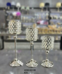 جا شمعی شمعدان تزئینی کریستال 3تایی & سانتی متر برند decovien کد 1731033329