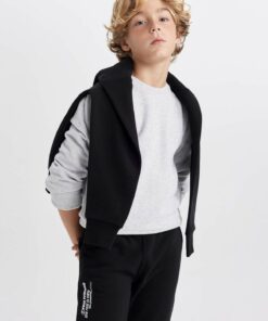 سوییشرت پارچه ساده یقه گرد پسرانه برند Defacto کد 1731134400