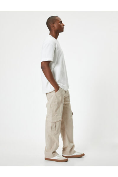 دکمه‎دار جیب دار دور کمر بلند گاباردین دمپا کش شلوار برند Koton کد 1731164764