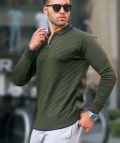پلیور بافتنی یشمی مردانه زیپدار برند Madmext کد 1732259954