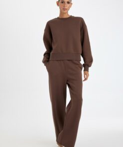 شلوار راحتی ساده کمر کشی جیب دار بلند کلفت صاف برند Defacto کد 1730480242