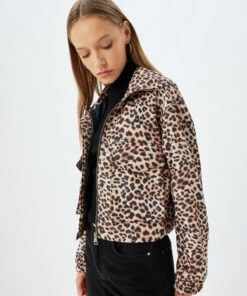 بارانی طرح‎دار جیبدار یقه ایستاده ضد آب زیپدار برند Koton کد 1732121802