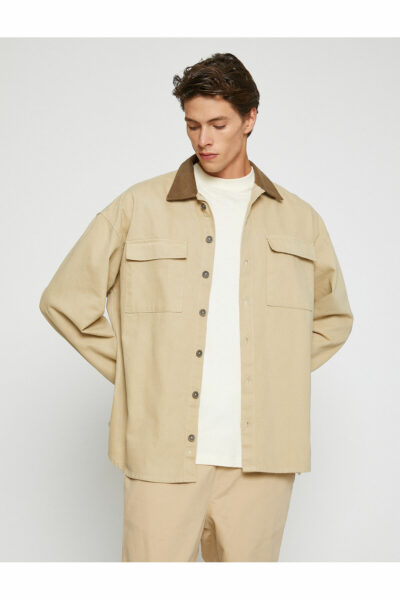 پیراهن جیب دار یقه طرح‎دار ساده برند Koton کد 1734355251