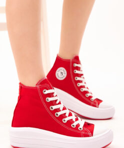 کفش اسپرت قالب راحت بلند پاشنه کلفت قرمز زنانه برند Tonny Black کد 1733379357