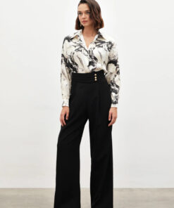 دور کمر طرحدار مشکی شلوار برند Sateen کد 1735049005