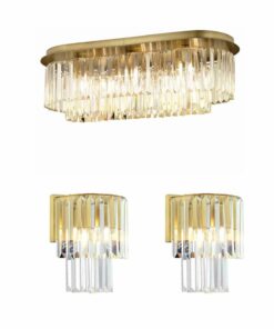 ست سالن مدرن مستطیلی طراحی نگین دار 3تکه طرح کهنه شده لوستر-sconce برند Apliqa کد 1735357165