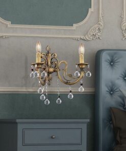 دیوار برای لامپ کریستال نگین دار طرح کهنه شده سفید اتاق - تخت برند Apliqa کد 1735353693