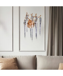 دیوار سالن لامپ مدرن چکه های کریستال نگین دار آب طراحی طلایی برند Apliqa کد 1735357643