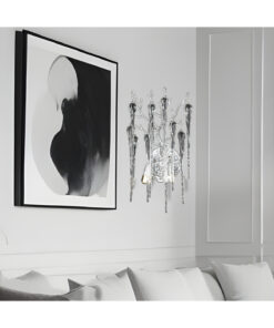 دیوار سالن لامپ مدرن چکه های کریستال نگین دار آب طراحی کروم برند Apliqa کد 1735357638