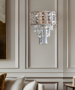 دیوار سالن لامپ کریستال نگین دار 400 طلایی برند Apliqa کد 1735357329