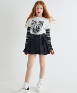 دامن شلوارک جین پنبه ای کمر طرحدار برند Koton کد 1734441594