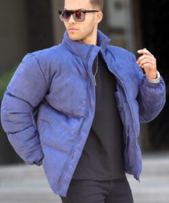 کاپشن پفدار جیر سرمه ای مردانه برند Madmext کد 1735066589