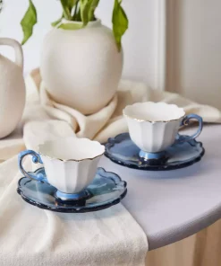ست فنجان قهوه با نعلبکی آکریلیک 90میلی لیتر 2نفره سرمه ای سامو برند Karaca کد 1734426222