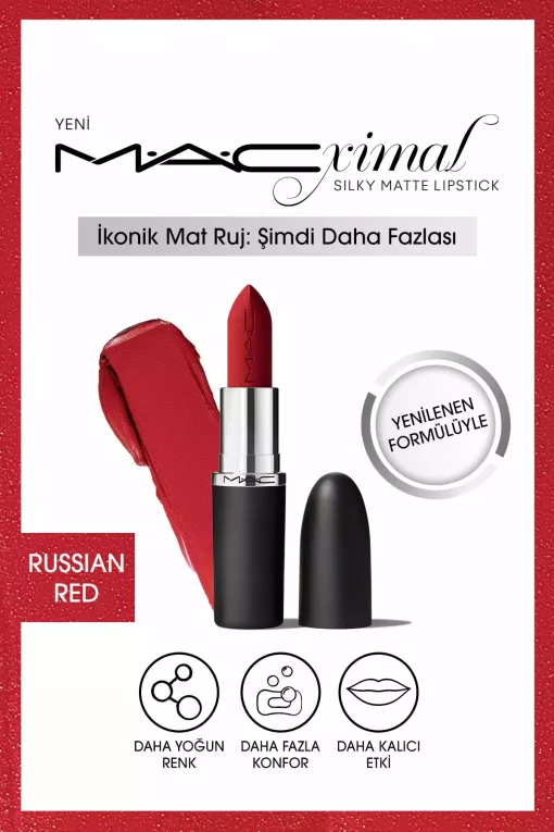 رژ لب قرمز رنگ مات حداکثر برند Mac کد 1734522917