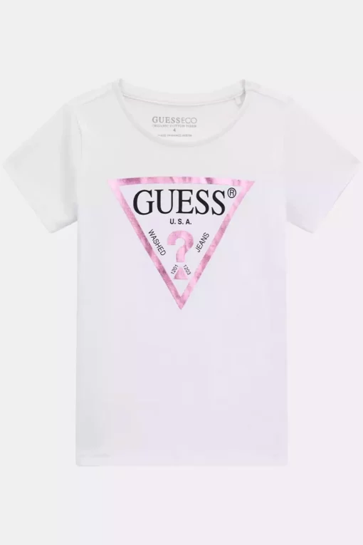 تیشرت بچه گانه لوگو‎دار سفید فویل برند Guess کد 1735791377