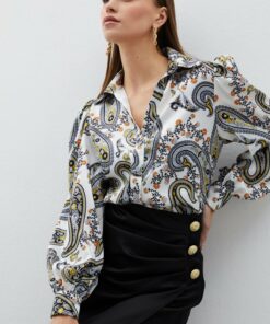 پیراهن طرح‎دار آستین مشکی برند Sateen کد 1737139741