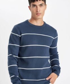 پلیور بافتنی برش راه‎راه یقه گرد استاندارد برند Defacto کد 1737191552