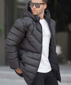 کاپشن کلاهدار پفدار مردانه مشکی برند Madmext کد 1737525328