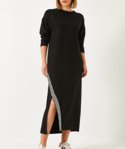 پیراهن بلند طرحدار خطدار چاک دار از جلو ساده زنانه برند Bianco Lucci کد 1737093891