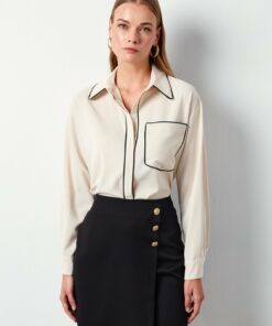 پیراهن طرحدار جیبدار بژ برند Sateen کد 1737995558