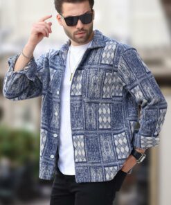پیراهن جیب دار پلار تک طرحدار سرمه ای مردانه برند Madmext کد 1736711951