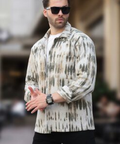 پیراهن جیب دار پلار تک طرح‎دار یشمی مردانه برند Madmext کد 1736711929