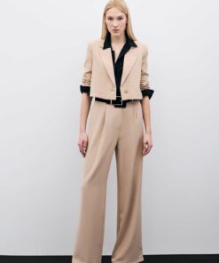 کرپ پیله دار بژ شلوار برند Sateen کد 1737995392