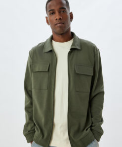 کت پیراهن پنبه طرحدار جیبدار دربدار آستین بلند برند Koton کد 1737561152