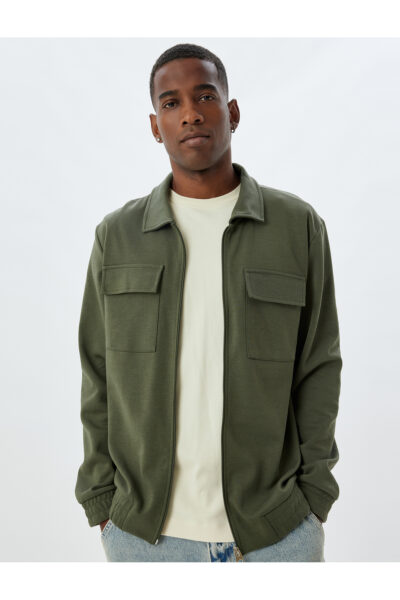 کت پیراهن پنبه طرح‎دار جیبدار درب‎دار آستین بلند برند Koton کد 1737561152