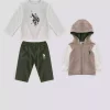 ست کودک آستین طرحدار گارنیلی بژ زیپدار assn برند U.S. Polo Assn. کد 1735787240
