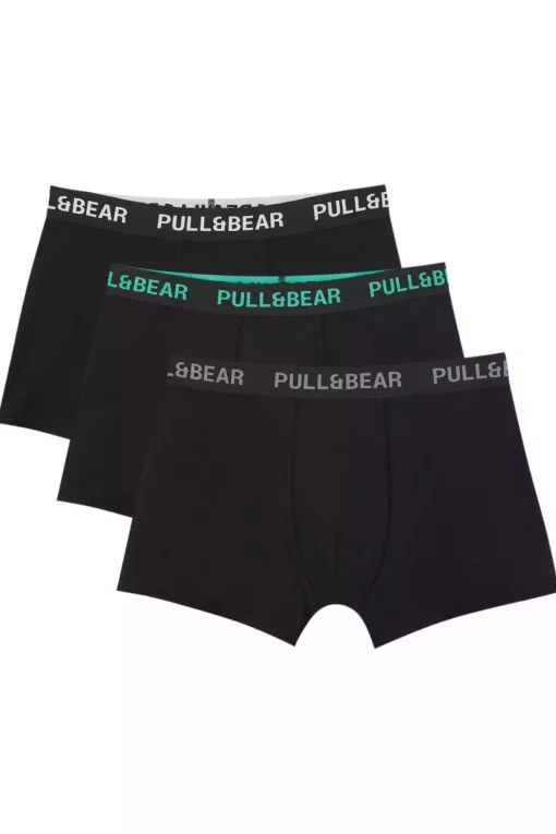 بسته لباس زیر لوگو‎دار آبی سبز مشکی برند Pull & Bear کد 1736004921