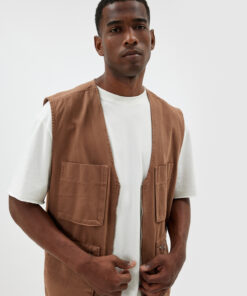 جلیقه جیب دار اسلیم فیت پنبه ای یقه هفت زیپدار برند Koton کد 1740223031