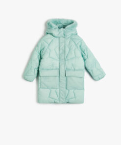 کاپشن جیب دار خز گشاد مصنوعی درب‎دار کلاهدار طرح‎دار پفدار برند Koton کد 1740282134