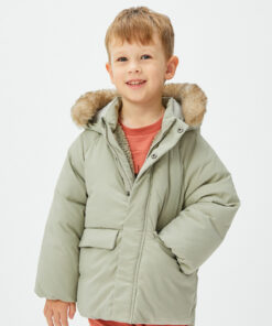 جیب دار آستر‎دار مخمل کلاهدار پالتو برند Koton کد 1740315194