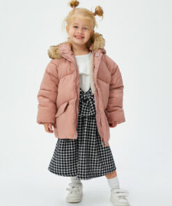 کاپشن جیب دار خز مصنوعی طرح‎دار کلاهدار پفدار زیپدار برند Koton کد 1740318430