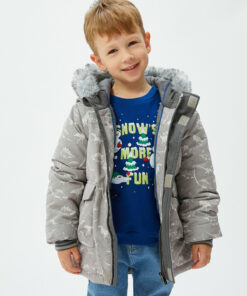 کاپشن جیب دار خز مصنوعی طرح‎دار کلاهدار پفدار زیپدار برند Koton کد 1740318065