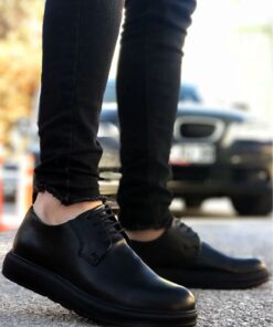 کفش مجلسی بند دار سفید مشکی مردانه برند BIG KING کد 1738608849