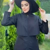مایو اسلامی پوشیده کامل درب‎دار جلو سبک برند Remsa Mayo کد 1740210806
