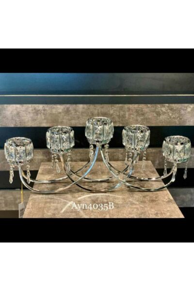 شمع‌دان افقی نقره‌ای کد 1741714923